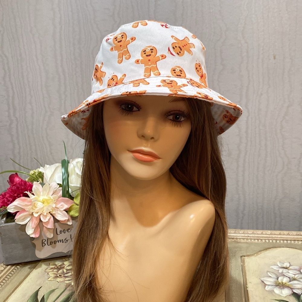 David and Young Gingerbread Man Bucket Hat Festive Holidays Christmas One Size